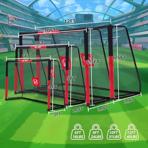 Soccer Goal for Backyard,6x4/8x5/10x6.5/12x6.5ft Metal Soccer, Soccer Goal for Kids 8-12, Soccer net with Zipper Design, Easy Assemble, Weatherproof Foam Padded Goal Post, Adults - style: 8'W×5'H