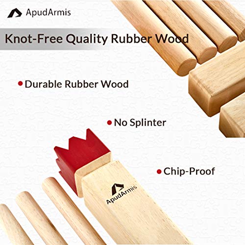 ApudArmis Kubb Yard Game Set, Viking Chess Outdoor Clash Toss Yard Game with Carrying Case - Rubber Wooden Backyard Lawn Games Set for Teenagers Adults Family - color: Burlywood