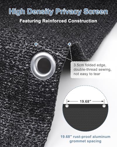 Cool Area 3'x10' Black Balcony Privacy Screen Fence Cover HDPE Mesh Fabric with Grommets UV Protection Weather-Resistant Wind Screen for Outdoor, Backyard, Deck, Porch, Patio, Apartment Railing - color: Black, size: 0 3' x 1 0'
