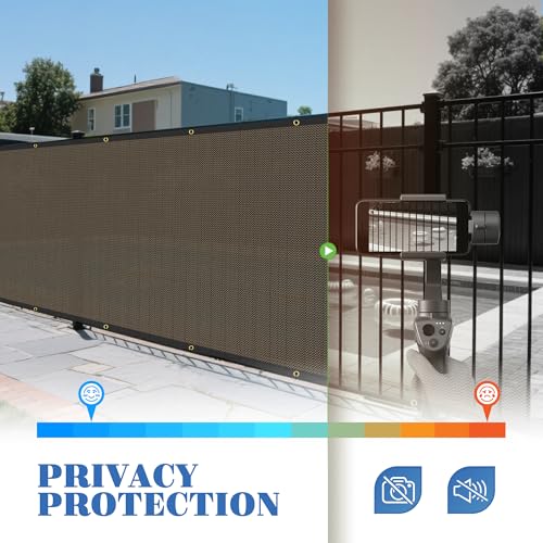 ECOOPTS 6'x2' Privacy Fence Screen Windscreen with Copper Grommets, Fit for Commercial Fence and Residential Garden Outdoor 90% UV Blockage, Cable Zip Ties Included (Brown) - color: Brown, size: 6'x2'
