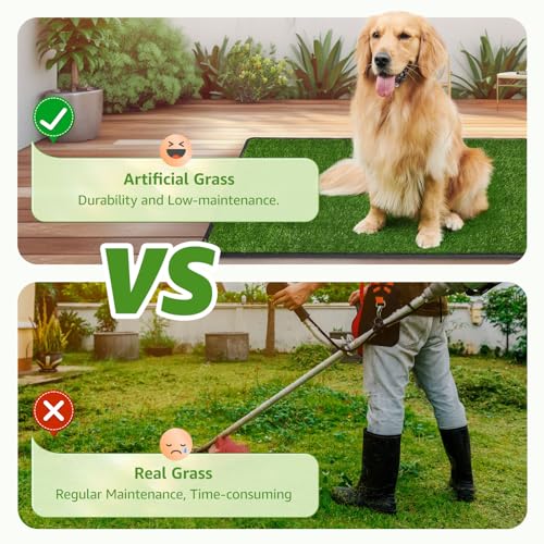LOOBANI Dog Grass Pad with Tray Large - Dog Litter Box Indoor Potty for Apartment and Patio Training with 2 Pack Grass Pee Pads for Replacement(Tray Potty 45 * 29inch) - size: Tray Potty 45*29inch