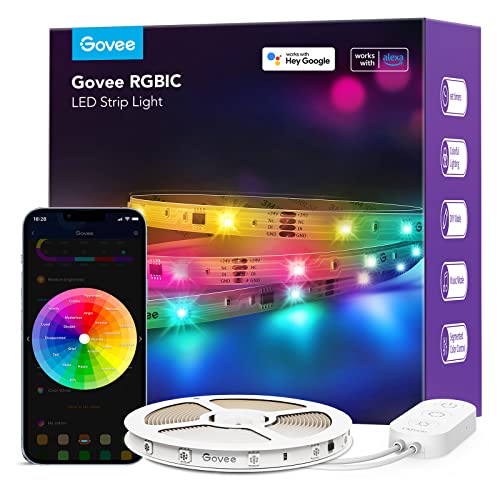Govee RGBIC Alexa LED Strip Light 32.8ft, Smart WiFi LED Lights Work with Alexa and Google Assistant, Segmented DIY, Music Sync, Color Changing LED Strip Lights for Room, Kitchen, Desk, Holiday - size: 32.8ft