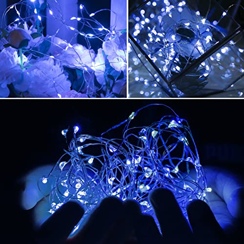 Brightown 12 Pack Led Fairy Lights Battery Operated String Lights Waterproof Silver Wire 7 Feet 20 Led Firefly Starry Moon Lights for DIY Wedding Party Bedroom Patio Christmas (12 Pack, Blue & White) - color: Blue & White, size: 12 Pack