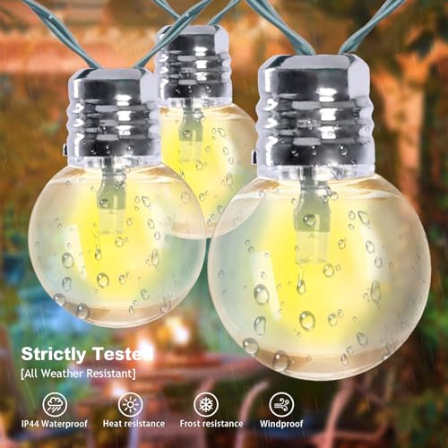 Afirst Solar Outdoor String Lights 15FT with 15 LED Bulbs Waterproof Christmas Lights for Garden Patio (Silver) - color: Silver
