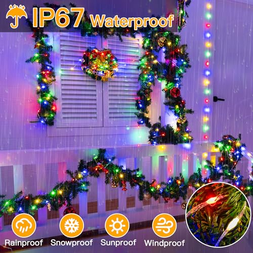 Ollny Christmas Lights Warm and Multicolor, 600LED 197FT Christmas Tree Lights IP67 Waterproof, Plug in Fairy Light with Remote 11 Modes Timer, Xmas Light for Outdoor Indoor House Holiday (Pack of 2) - color: Warm and Multicolor, size: 600 LEDs (Pack of 2