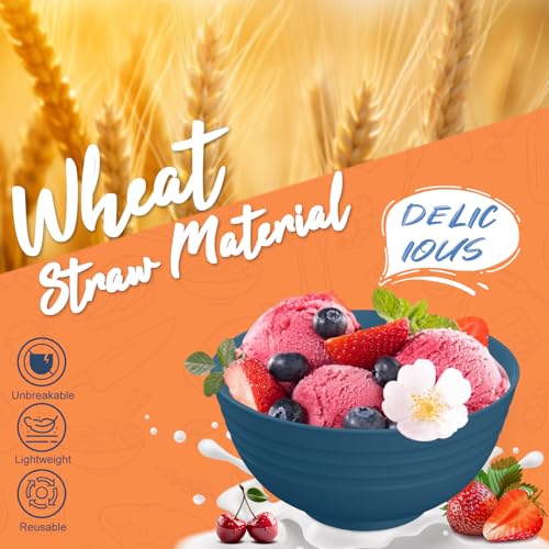 Wheat Straw Dinnerware Sets for 4, Reusable Plastic Dinner Plates, Unbreakable Kids Plates and Bowls Sets 20 PCS, Dishwasher & Microwave Safe Kitchen Camping Dorm Dish Sets- Blue - color: Blue, size: 20 PCS