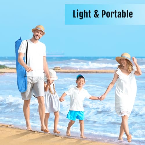 WhiteFang Deluxe Pop Up Beach Tent Sun Shade Shelter for 3-4/5-6 Person, UV Protection, Extendable Floor with 3 Ventilating Windows Plus Carrying Bag, Stakes, and Guy Lines - color: Blackout Shelter-Solid Blue, size: X-Large