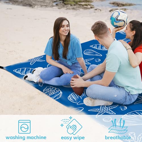 Beach Blanket Waterproof Sandproof Oversized, Extra Large Beach Mat 79" X 87"/110"x118" for 1-8 Adults Sand Free, Quick Drying Durable Outdoor Picnic Mat for Beach Travel Camping Hiking - color: Shell, size: 6.6x7.2 FT (1～4 Person)