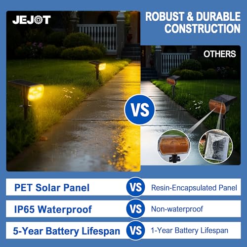 Solar Lights Outdoor Waterproof IP65, Super Bright LED, 3000K 2 Lighting Modes, Solar Powered Yard Garden Solar Spot Lights for Outside Landscape Auto On/Off -8 Pack - color: Warm-3000K, size: 8 Pack
