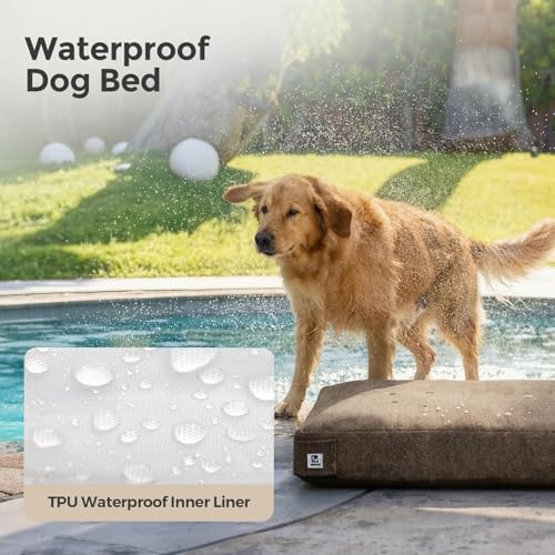 Sytopia 47 Inch Indestructible Dog Beds for XXL Dogs, Chew Proof Waterproof Pet Crate Pad with Machine Washable Removable Cover, Great for Indoor, Outdoor, Crate, Patio Use, Brown - color: Brown, size: Xx-large