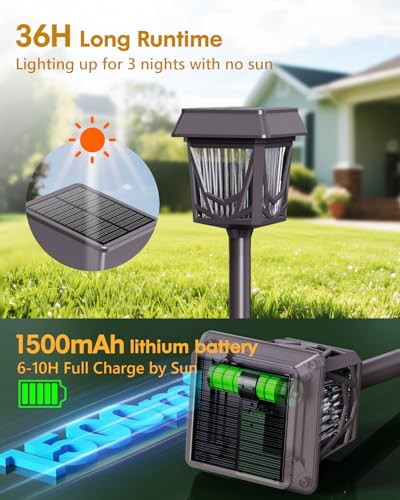 Solar Garden Lights, 6 Pack Bright Pathway Lights with Large Panel, 36H Long-lasting, Type-C Fast Charge, Breathing, Durable Waterproof Outdoor Lighting for Patio/Yard/Walkway/Driveway/Pool/Landscape - color: Brown