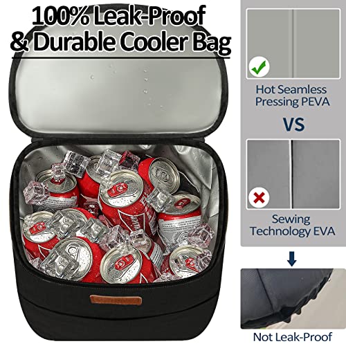 Camping Cooler Backpack 30 45 Cans, Soft Backpack Coolers Insulated Leak Proof Travel Cooler Bag Waterproof Lunch Picnic Beach Work Trip Thermal Bag Drink Beverage Beer Bag Cooler - color: Black, size: 30 Cans