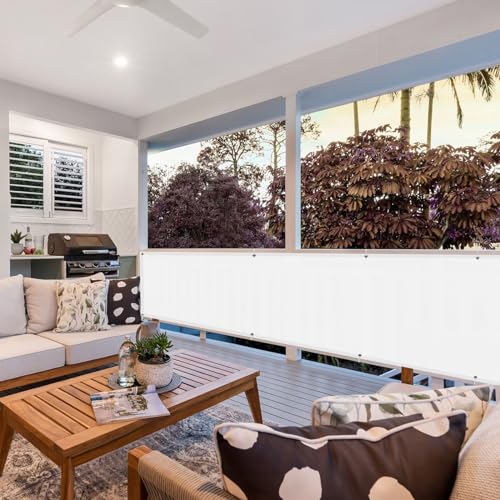 LOVE STORY Waterproof Balcony Privacy Screen Cover - White 3 x3 Opaque Fence Covering Privacy, 100% Polyester Fabric, UV Protection Shield for Apartment Railing,Outdoor Patio, Deck, Porch - color: White, size: 0 3' x 0 3' -PES