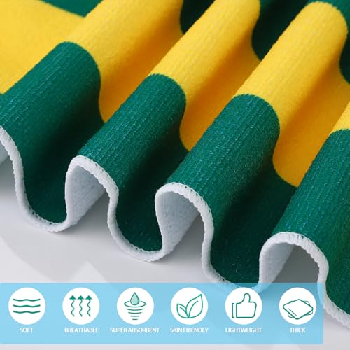 Beach Towels Set 2 Pack Oversized Microfiber Sand Free Quick Dry Towel Dolphin Starfish Coconut Tree Pineapple Print Large Lightweight Travel Pool Swim Yoga Camping Bath Blanket for Adults - color: Blue White, Yellow Green