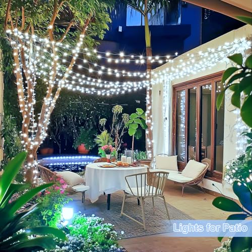JMEXSUSS 1000 LED White Christmas String Lights Outdoor with Remote, 272 Ft Outdoor String Lights for Outside Patio Garden Bedroom Party Holiday Wedding Decor - color: White, size: 1000 Led