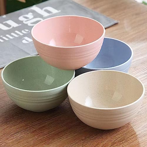 K Y KANGYUN Unbreakable Cereal Bowls - 24 oz Reusable Wheat Straw Bowl- Perfect for Serving Soup, Oatmeal, Pasta, Salad Camping, Picnic Bowls- Dishwasher & Microwave Safe - BPA Free, Sets for 4 - size: Bowl-5.9in