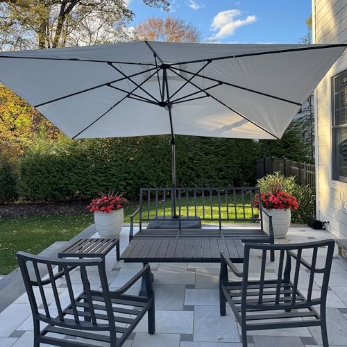 PURPLE LEAF 10' X 13' Patio Umbrella Outdoor Cantilever Rectangle Umbrella Aluminum Offset Umbrella with 360-degree Rotation for Garden Deck Pool Patio White - color: White, size: 10' X 13', style: Standard