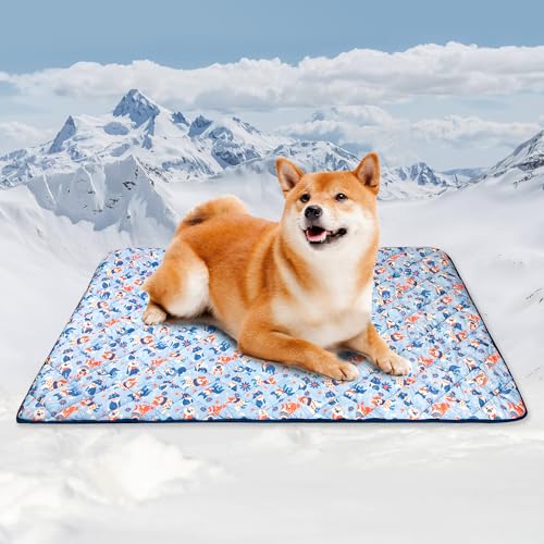 Tuiskusa Premium Cooling Blanket for Dogs Pet Cooling Pads Washable Pet Cool Mat for Cats Hot Weather Puppy Lightweight Throw Calming Pad(40x60 inches) - color: Comic Dog, size: Large(40"x60")