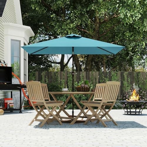 6.5' x 10' Rectangular Patio Umbrella Large Outdoor Market Umbrella w/UV Protection, Push Button Tilt and Crank Lift, Rectangle Table Umbrella for Garden, Deck, Pool, Patio, Sky Blue - color: Sky Blue
