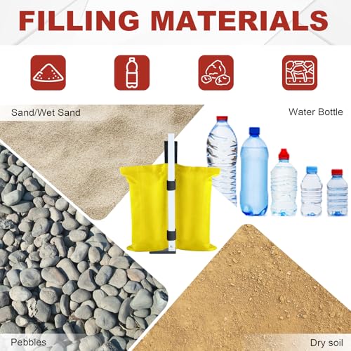 ABCCANOPY Canopy Weights 120 LBS Tent Sand Bags,4-Pack Yellow (Without Sand) - color: Yellow, size: 120 LBS