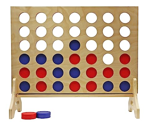 Tailgating Pros Premium Giant Four in a Row with Carrying Case - Jumbo Oversized Outdoor Yard Game - Connect Multiple Pucks in a Row to Win - Many Puck Colors Available! - color: Blue / Red