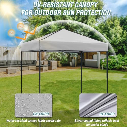 EAGLE PEAK 6x4 Instant Pop Up Canopy Tent, Straight Leg Sun Shelter, Portable Canopy with Carry Bag for Camping, Beach & Sports, Gray - color: Gray, size: No Wall