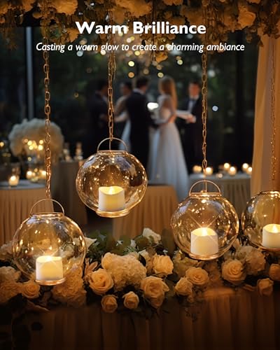 Homemory 24Pcs Flickering Flameless Candle Battery Operated, 200+Hours Fake Electric LED Tea Lights for Votive, Centerpiece Table Decorations, Wedding, Aniversary, Halloween, Christmas - color: Warm White Glow – White Body, size: Pack of 24