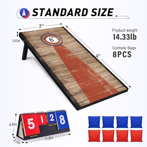 4x2 Ft Cornhole Boards Set, Premium Regulation Size Cornhole Boards with 8 All-Weather Bean Bags, Carrying Case and Scoreboard - style: 4'x2' Circle