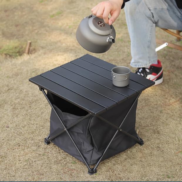 SOUJOY Folding Camping Table with Storage Bag, Small Beach Side Table, Portable Collapsible Aluminum Picnic Tent Side Table for Outdoor Cooking, BBQ, Hiking, Boat, Travel