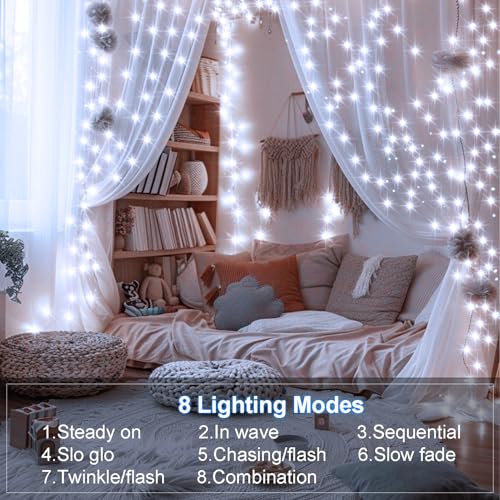2 Pack Fairy String Lights Plug in, 33Ft 100 Micro Starry LED Outdoor String Lights with 8 Modes Timer Dimmable IP68 Full Waterproof Twinkle Lights for Bedroom Garden Christmas Home Decor (Cool White) - color: 2 Pack Cool White