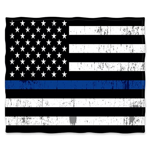 Jekeno Blue Line Police Blanket United States Police Flag Print Gifts for Men Boy Dad Husband Son Adult Home Bedroom Living Room Decor Soft Cozy Lightweight Plush Throw Blankets 60"x80" - color: Color633, size: 60"x80"