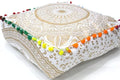 INDIAN CRAFT CASTLE ICC Mandala Barmeri Large Floor Pillow Cover Cushion Meditation Seating Ottoman Throw Cover Hippie Decorative Zipped Bohemian Pouf Ottoman Cases White Gold Matellic 16" Square