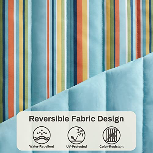 CHULIM 12 FT Double Quilted Fabric Hammock with Spreader Bars and Pillow 450 LBS Weight Capacity 2 Person Hammock for Outdoor Patio Backyard Poolside Blue Stripes - color: Blue Stripes