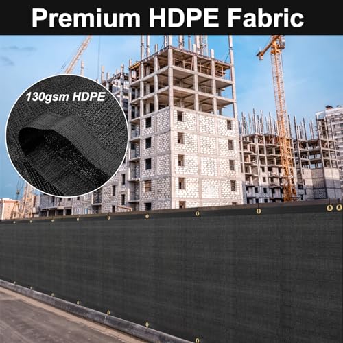 SPORTYOUTH 3ft x 50ft Fence Privacy Screen, Heavy Duty 150 GSM Fencing Mesh Shade Cover Windscreen with Brass Grommets for Outdoor Wall Deck Garden Backyard Porch, Cable Zip Ties Include, Black - color: Black