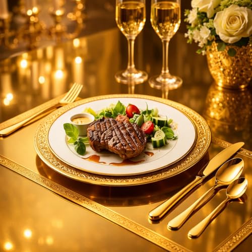 Chandler 24-Piece Gold Silverware Set for 6 with Wooden Storage Case, Stainless Steel 410 (18/0) Flatware Set, Mirror Polish Heavy Duty Cutlery Set – Knives, Forks, Spoons & Teaspoons, Dishwasher Safe