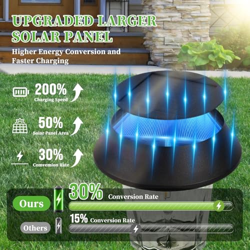 Solar Pathway Lights Outdoor 4 Pack, Stainless Steel & Glass Solar Garden Lights, Auto Dusk to Dawn IP65 Waterproof LED Path Lights for Yard, Lawn, Walkway, Driveway - color: Black