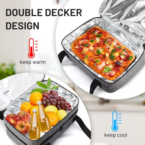 MIER Insulated Casserole Carrier Fits 9"x13" Baking Dishes/Foil Pans, Double Food Carriers Bag Thermal Holder for Hot or Cold Food Lasagna Lugger Potluck Parties Picnic Travel, Gray - color: Gray, size: 16 x 11 x 7.8 inches