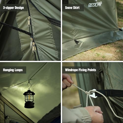 REDCAMP Large Hammock Hot Tent with Stove Jack, Waterproof & Windproof Winter Wall Tent with Snow Skirt, Ultralight 4 Season Tents for Camping, Hiking, Bushcraft, Backpacking, Hunting - style: Modern