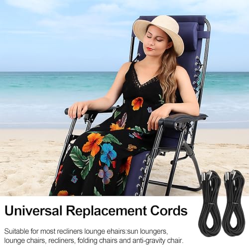 Zero Gravity Chair Replacement Cord,Antigravity Chair Replacement,4 Pack Elastic Cords Repair Tool Kit for Repairing Zero Gravity Chair(Black) - size: Black