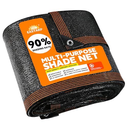 90% Shading Rate 16'x20' Black Shade Cloth,UV Resistant Durable Mesh Tarp with Grommets&Reinforced Edges, Shade Net Using for Plants Cover, Greenhouse, Dog Kennel, Patio, Chicken House - size: 16'x20'
