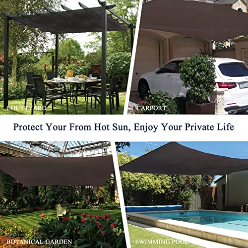 90% Outdoor Sun Shade Cloth, 8' x 10', Pergola, Deck, and Backyard Patio Sunshade with UV Protection, Heat Resistant HDPE Material, Reinforced Grommets (8x10 FT, Brown) - color: 2-brown, size: 8x10 FT