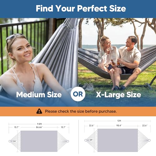 SUNCREAT Medium Size Tree Hammocks for Outside, Patio Hammock Without Stand, Light Gray - color: Light Gray, size: Medium
