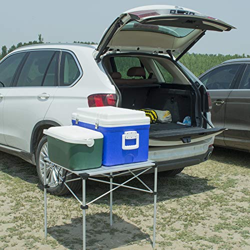 iClimb Lightweight Stable Alu. Folding Square Table Roll Up Top with Carry Bag for Camping Picnic Backyards BBQ Camp Kitchen (Silver, L) - color: Alu Silver, size: Large
