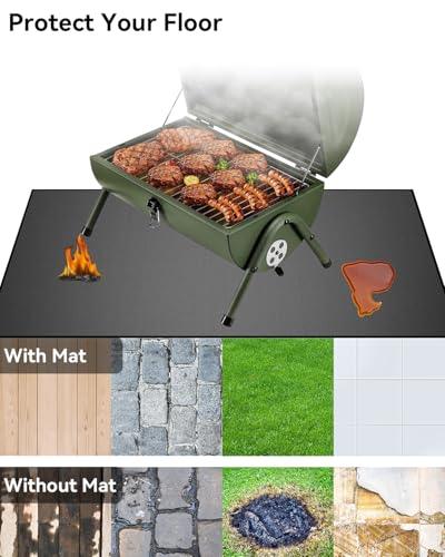 29×29 inch Heavy Duty Large Under Grill Mats for Outdoor Grill, Double-Sided Fireproof, Waterproof, Oil Proof Deck and Patio Protector, BBQ Mat Grill Floor Mats Fireplace Fire Pit Mat - size: 29×29 inch
