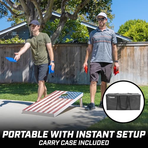 GoSports 4 x 2 ft Regulation Size Wood Cornhole Boards - 10 Vintage Wood Designs (Choose Your Style) - color: American Flag