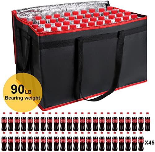 2 Pack XXXL Insulated Food Delivery Bag Black Red Cooler Bags Keep Food Warm Catering Therma for doordash Catering Cooler Bags Keep Food Warm Catering Therma Catering Shopper hot XXXL - color: Black_red, size: XXX-Large（24W x 15H x 14D）