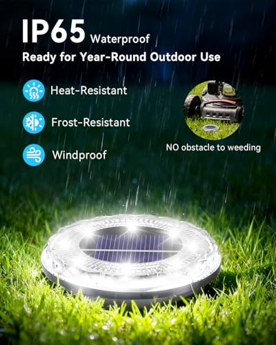 12 Pack Mini Solar Powered Ground Lights, Bright LED Solar Lights Outdoor Waterproof for Landscape Decoration, Pathway Lighting for Garden Walkway Driveway（Cool White） - color: Cool White-12pcs