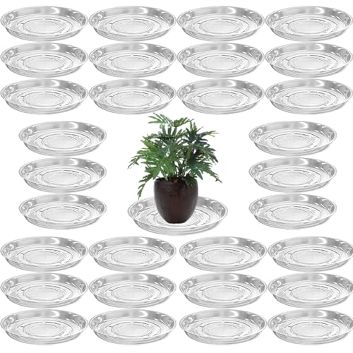 30 Packs 8" Clear Plant Saucers for Indoor Outdoor Use Heavy Duty Plastic Plant Trays for Planter Bulk Flower Pot Drip Trays to Catch Water, 4 to 20 Inch, Round Transparent - size: 8 inches