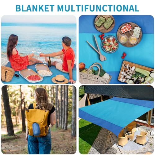Beach Mat Sand Free Waterproof Oversized Beach Blanket Sandproof 1-8 Adults Picnic Mat Perfect Outdoor Companion for Travel, Camping, Hiking Quick Drying, Lightweight (79" X 83" (1-3 Person))