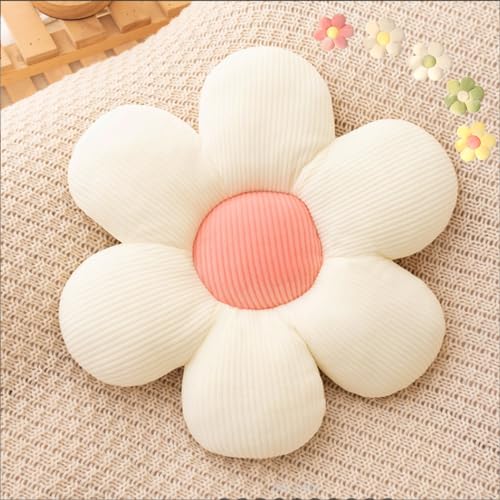 LEHU Flower Pillow, Flower Shaped Seating Cushion -Cute Daisy Pillow for Girls Tweens Room Decor Flowe Floor Pillow for Reading and Lounging Comfy (White + pink-19'') - color: White + Pink, size: 19''